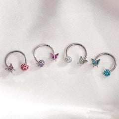 Butterfly Crystal Labret Lip Stud