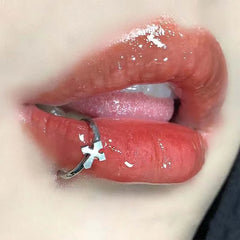 Cross Hinged Heart Lip Stud