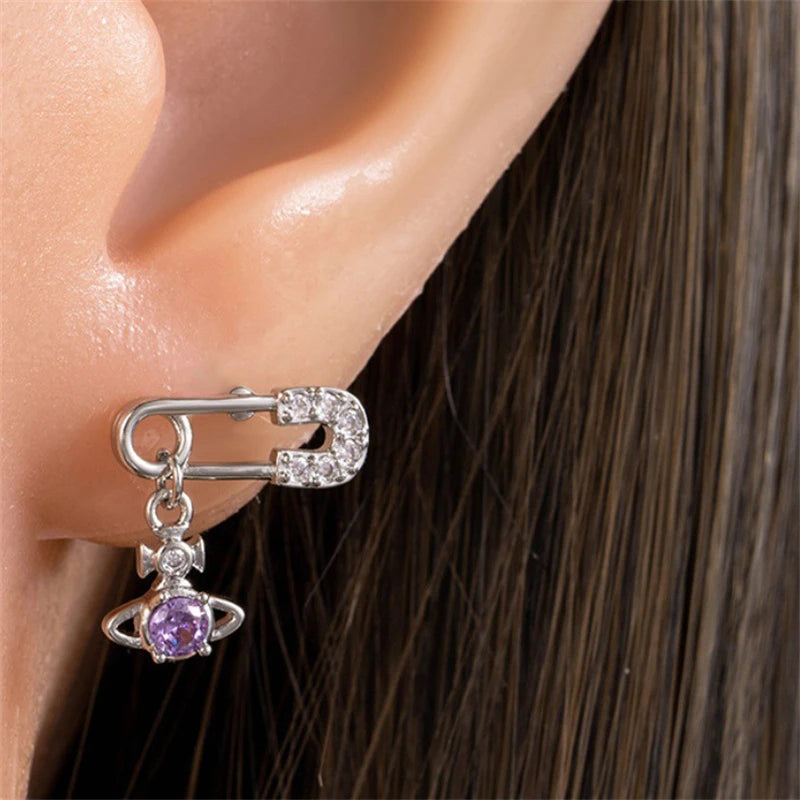 Silver Saturn 316L Stainless Steel Stud Earring
