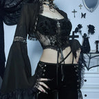 Elegant Lace Trimmed Mesh Top