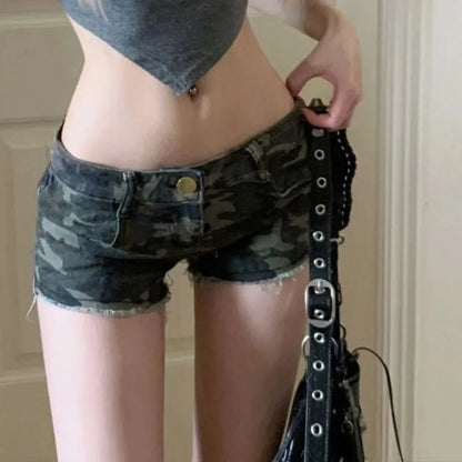 Geometry Embroidery Denim Short