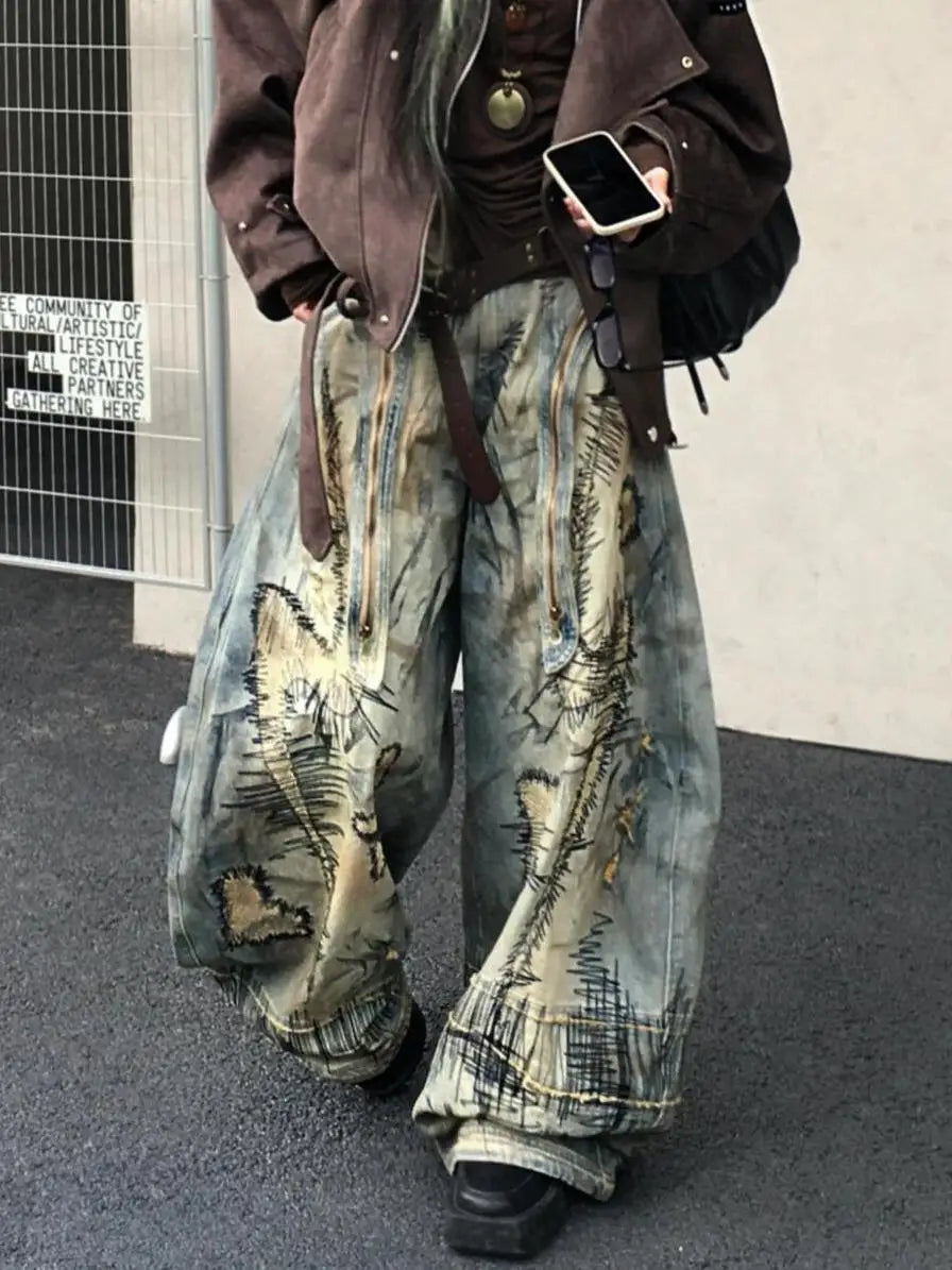 Embroidered Gothic Destruction Pant