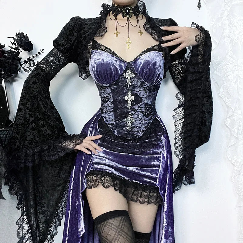 Elegant Velvet Lolita Midi Dress