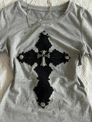 Vintage Gothic Long Sleeve Cotton T-shirt