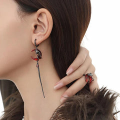 Gothic Black Skull Awl Rock Statement Earring