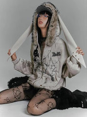 Gothic Print Zip Front Coat