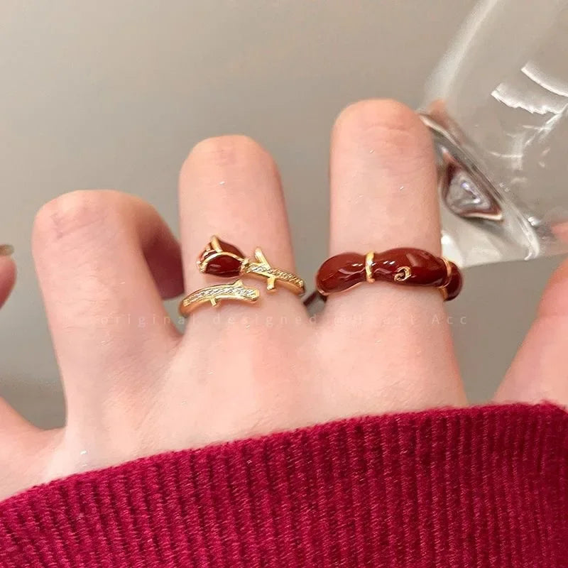 Vintage Gothic Red Crystal Cross Ring