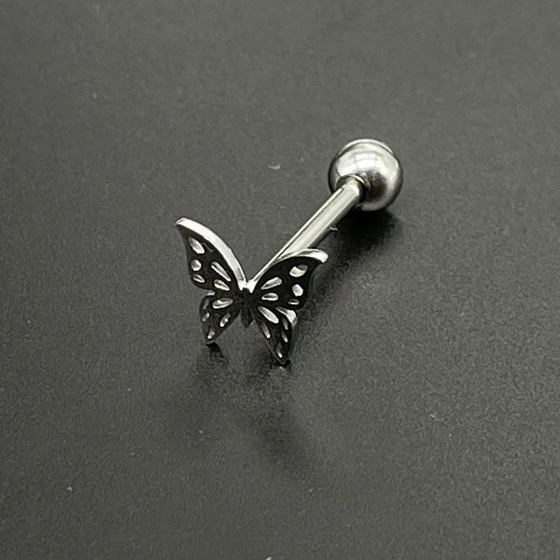 Titanium Steel Butterfly Rose Bee Tongue Ring