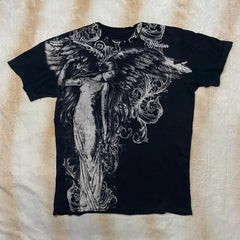 Pattern Print Loose Cotton T-shirt