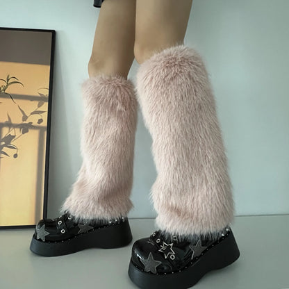 Gothic Rabbit Fur Plush Leg Sock