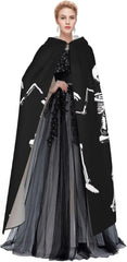 Skeleton Print Hooded Cloak