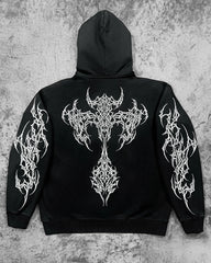 Retro Y2K Graphic Gothic Zipper Hoodie