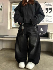 Embroidery Gothic Black Baggy Pant