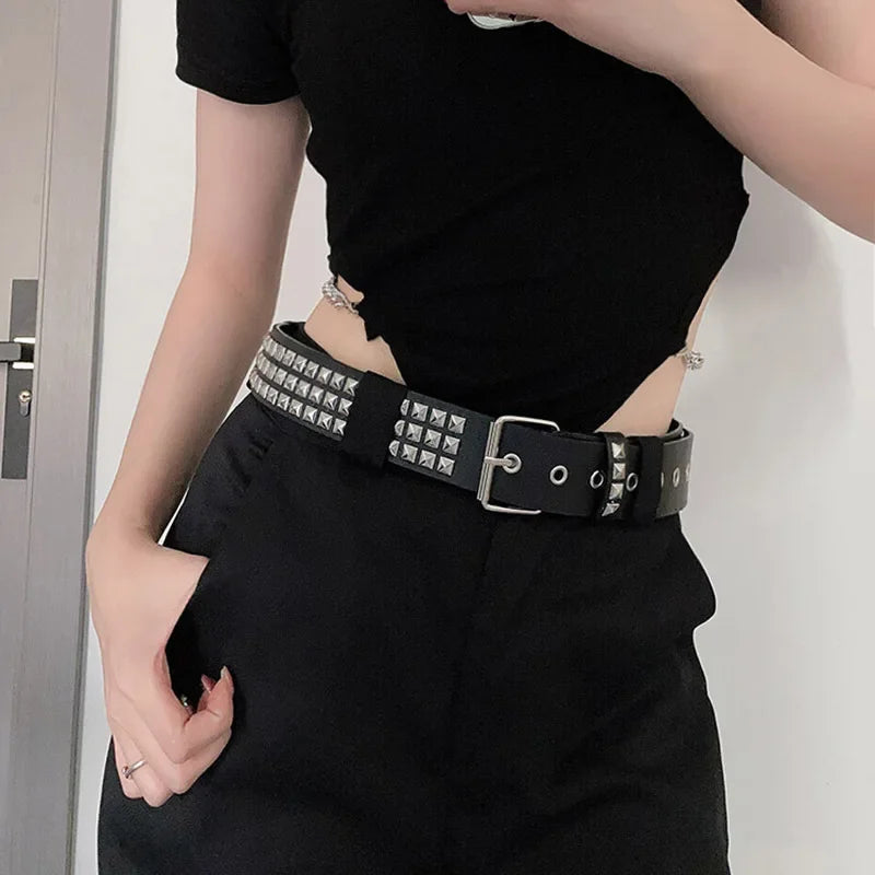 Men's Gothic Punk Metal Rivet Star Belt Secondary image