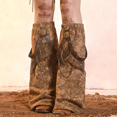 Gothic PU Chain Leg Sock