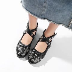 Sequined Crocodile Leather Comfort Mary Janes Flat