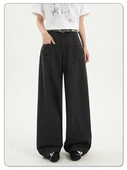 Snake Embroidery Wide Leg Pants