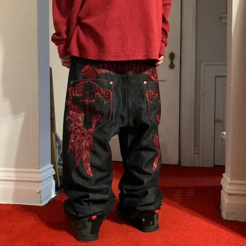 Y2K Gothic Embroidery Mopping Pant