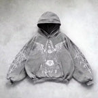 Gothic Red Oversize Zipper Hoodie