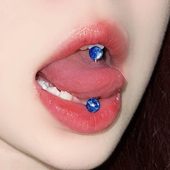 Acrylic Imitation Opal Sequins Flash Tongue Ring