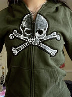 Gothic Vintage Skull Zip Hoodie
