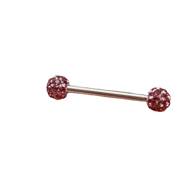 16mm Stainless Steel Shiny Rhinestone Tongue Ring