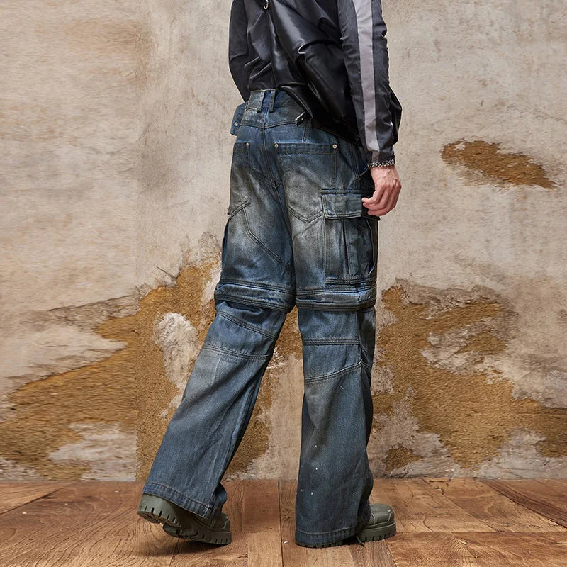 Retro Gothic Multi-Pocket Denim Pant