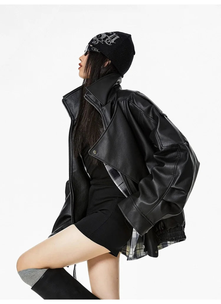 Oversized Faux Leather Biker Jacket Secondary image