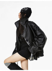 Oversized Faux Leather Biker Jacket