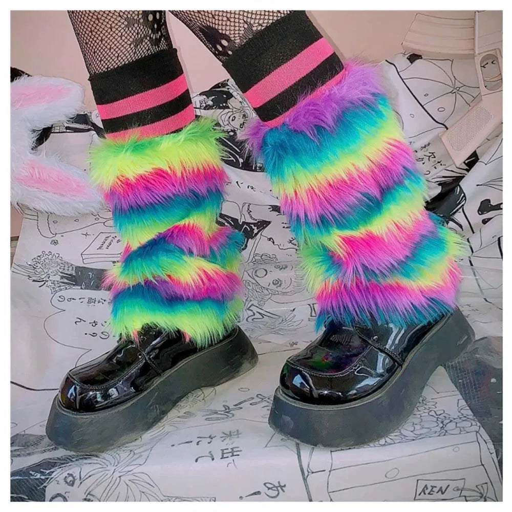 Gothic Furry Boot Cover Leg Sock