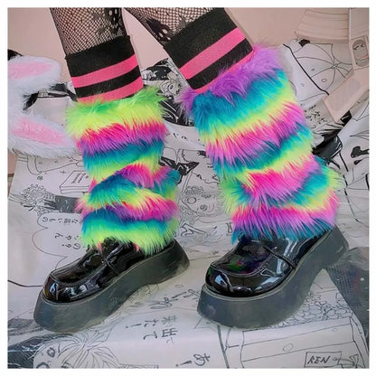 Gothic Furry Boot Cover Leg Sock