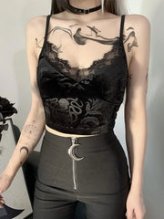 Lace Patchwork Velvet Crop Corset