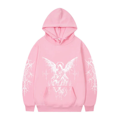 Gothic Graphic Print Zip Hoodie
