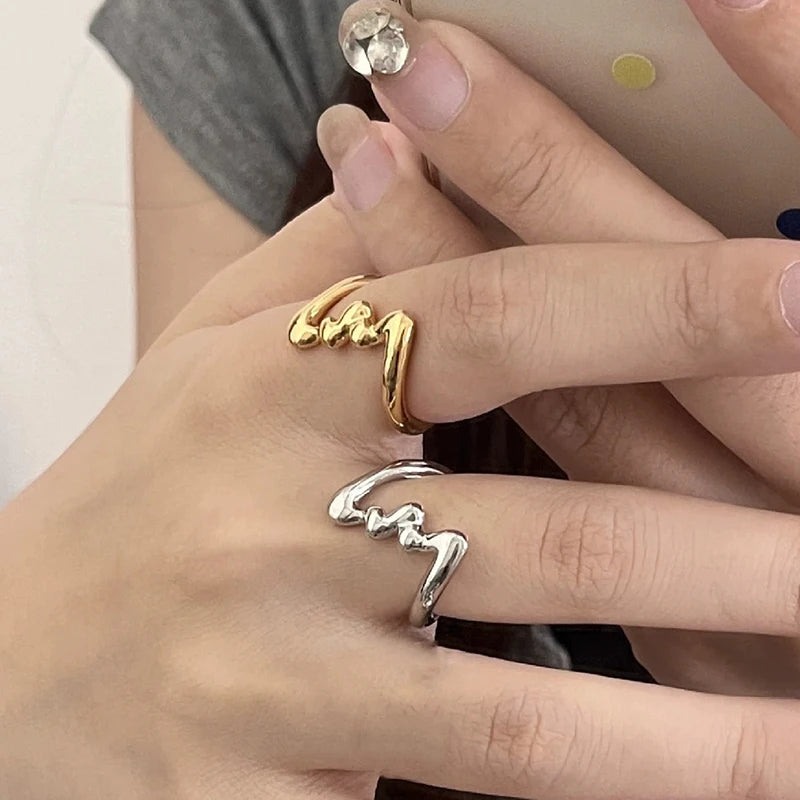 Irregular Copper Wave Gothic Ring