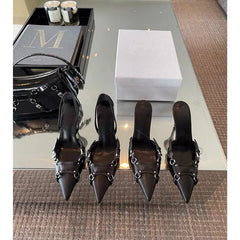 Shallow Comfort Gothic Lace-Up Black High Heel