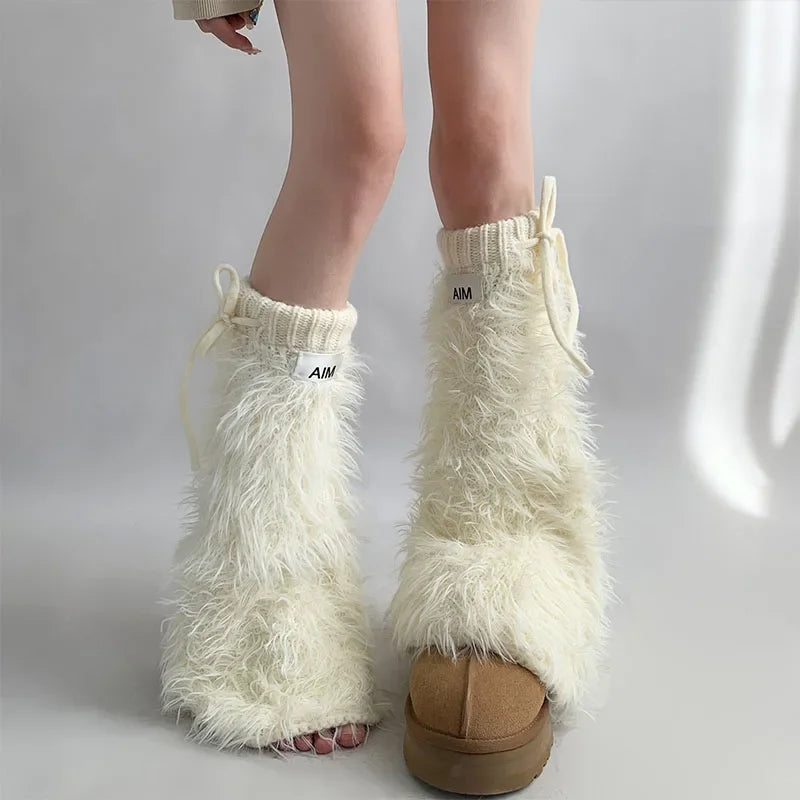 Gothic Mink Fur Thickened Leg Sock Main image