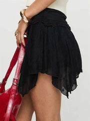 Ruffled Lace High Waist Skirt