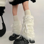 Gothic Bow Knot Faux Fur Leg Sock