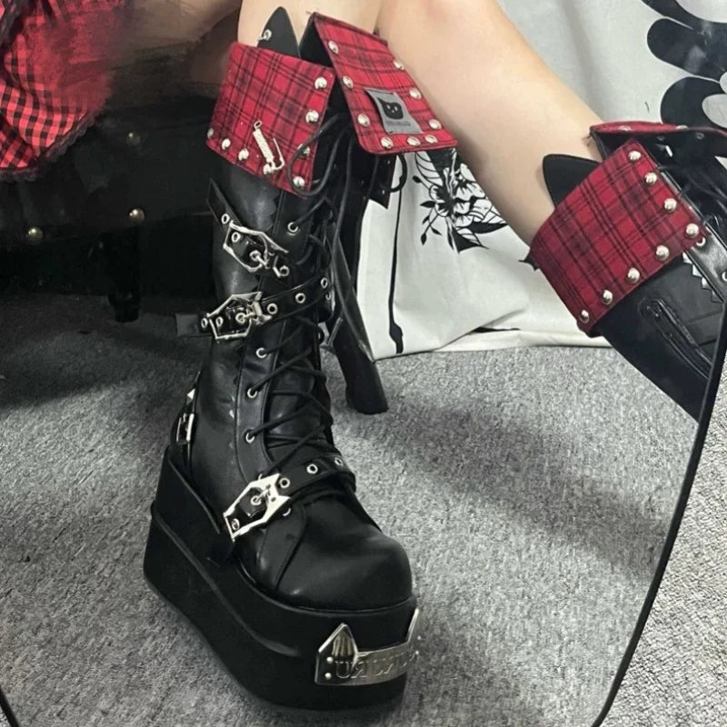 Lolita Metal Round Toe Platform Gothic Boot