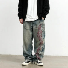 Vintage Pattern Baggy Pants