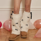 Gothic Bow Spliced Plush Sock
