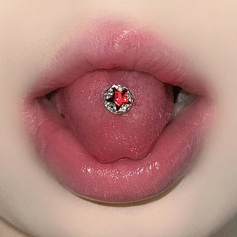 Glitter Sequin Star Mixed Color Tongue Ring