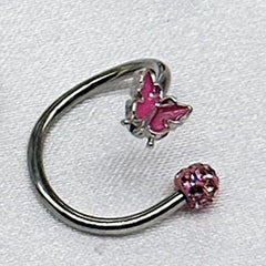 S-Shaped Rhinestone Butterfly Lip Stud