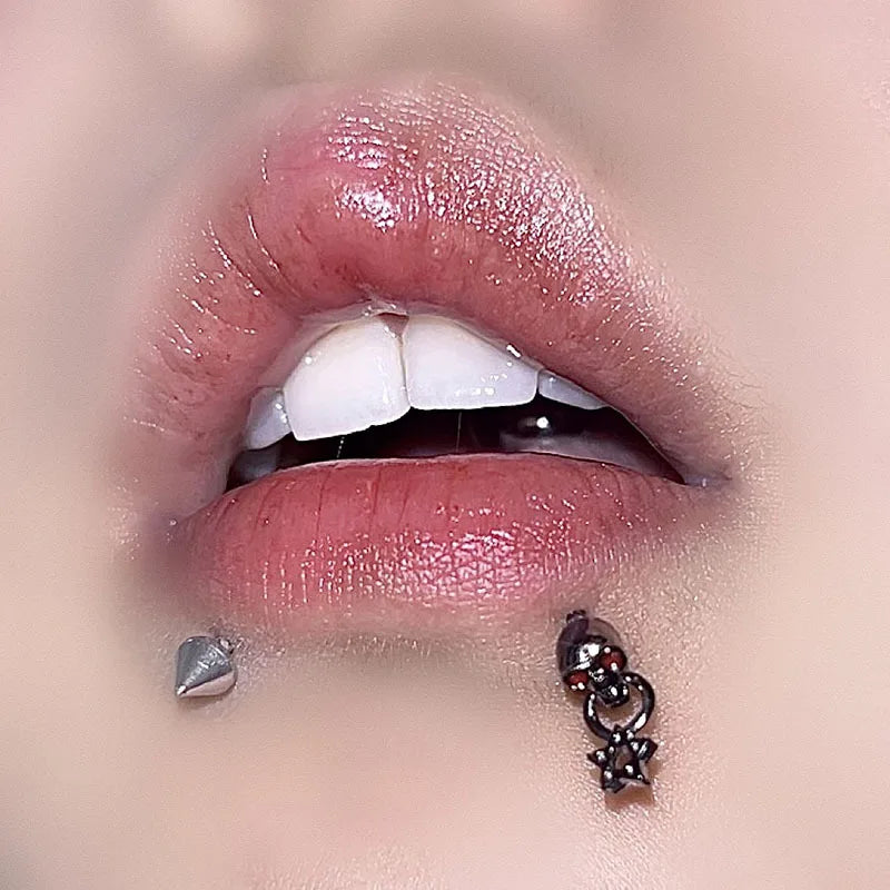 Blue Butterfly Delicate Titanium Steel Lip Stud