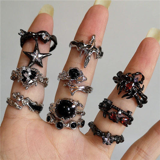Gothic Thorny Rose Couple Ring