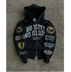 Gothic Star Patch Oversized Hoodie