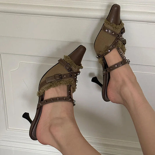 Elegant Pointed Slingback Gothic High Heel