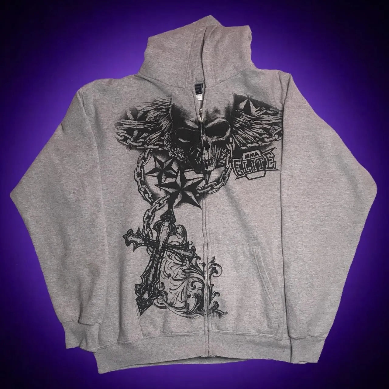 Gothic Dark Skull Print Pullover Hoodie Main image