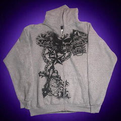 Gothic Dark Skull Print Pullover Hoodie