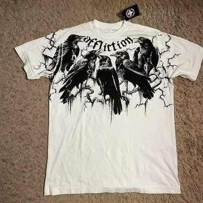 Letter Print Gothic Cotton T-shirt